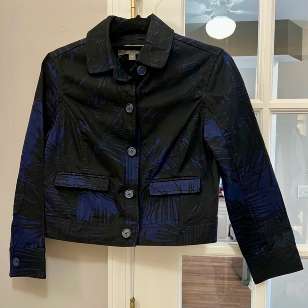 Proenza Schouler for Target Black and Blue palm leaf print jacket sz S EUC